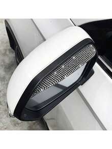2 piezas Viseras de lluvia para espejos retrovisores con incrustaciones de rhinestone | Protector de lluvia universal ensanchado y ampliado, accesorio decorativo de lujo para automóviles.