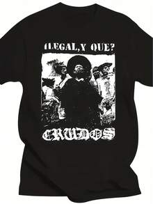 Men's & Women's LOS CRUDOS Hardcore Punk Band Graphic Tee - Animal Rights Statement Shirt With Revolutionary Crust Grindcore Design, Black & White Loose Fit T-Shirt For Concerts, Casual Wear & Style - Machine Washable Rock Merch, Music Tshirt - màu đen - Xem 8