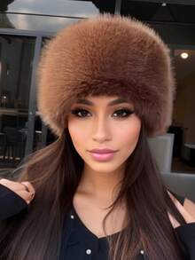 女士保暖滑雪帽毛绒渔夫帽蒙古帽护耳冬季帽子加厚防风圆顶豪华毛绒渔夫帽 - 彩色 - 查看 4