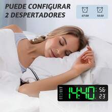 Reloj Digital LED de Gran Pantalla – Versión Personalizada en Español, Modelo Grande / Mediano / Pequeño / Cuadrado, Pantalla HD con hora, fecha, día y temperatura, brillo automático de 10 niveles, temporizador 99:99, doble alarma programable, memoria de apagado, diseño recargable (batería no incluida), ideal para hogar, oficina, escuela, gimnasio, tiendas y espacios comerciales; incluye control remoto en modelos Grande y Cuadrado - Verde - Ver 6