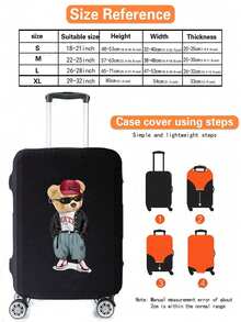 1 PC Luggage Covers 18-32 Inches Bear Printed Suitcase Cover, Strong Elastic Suitcase Cover, Suitcase Protective Cover, Stretch Dust Covers , Travel Accessories Luggage Supplies, Trolley Suitcase Cover