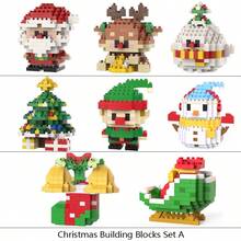 1 Box Christmas Series Building Blocks Toy + Santa Claus, Christmas Tree, Reindeer Building Block Decor Toy + Micro Particle Assembly Decor + Educational Building Blocks Toy - Multicolor - View 32