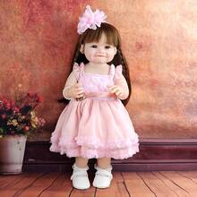 1pc About 22inch Full Body Vinyl Washable Reborn Doll 55cm Popular Cute Simulation Smiling Dolls High Quality Toys Perfect Birthday Gift - Multicolor - View 6