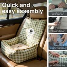 HAZOOWILL 二合一狗狗汽车安全座椅，便携式可拆卸旅行增压座椅，适用于小型犬和猫，柔软可转换床，透气夏季设计，可调节牵引绳和带扣，适合前排和后排座椅