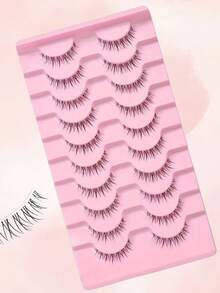 LIMEIKAI 10 Paar Sonnenblumen-Flammen Künstliche Wimpern - Komplettes transparentes Band, 10-12mm natürliches Aussehen, wiederverwendbar - Natürliche Wimpern - Übersicht 4