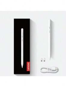 Lenovo BP16 Apple Tablet-Stift: Robustes Gehäuse aus Aluminiumlegierung, austauschbare Spitze, Echtzeit-Akkustandsanzeige, praktisches Laden über USB-C, ideal für Beruf, Studium und kreatives Arbeiten. Weiß.