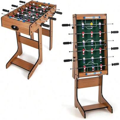 27in Folding Foosball Table With 2 Mini Footballs, Score Keepers - ASTM Certified For Indoor Recreation, Great For Family Game Nights And Parties