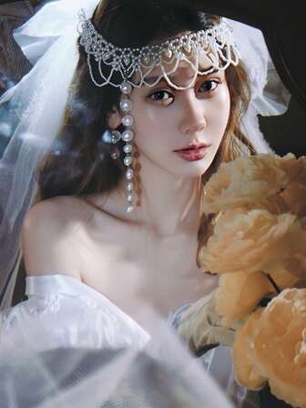 1pc Vintage French Beaded Tassel Bridal Headpiece, Wedding Dress Accessory, Photo Prop For Wedding, Party, Event