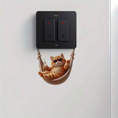 1 pieza Lindo y genial adhesivo de interruptor con diseño de gato, adhesivo de decoración de gato, adhesivo de nutria asomándose, adhesivo de panel de interruptor, adhesivo de pared, autoadhesivo, fácil de decorar en el baño, dormitorio, sala de estar