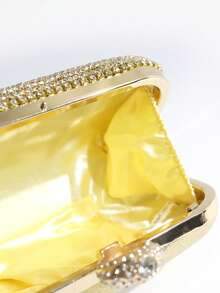Luxury Rhinestone Tassel Handmade Crystal Ring Clutch Bag, Crossbody Evening Bag - Gold - View 4