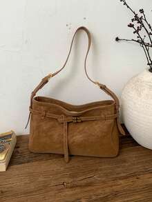 Túi đeo vai nữ bằng da PU mờ thời trang thu đông, dây đeo có thể điều chỉnh, đa năng cho sử dụng hàng ngày, đi làm, mua sắm, hẹn hò, đi học, phong cách cổ điển - Nhiều màu - Xem 12