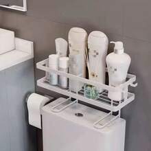 Platzsparendes Badezimmer-Regal über der Toilette - Aufbewahrungsregal aus Kohlenstoffstahl, ohne Bohren zu installieren, Shampoo- und Duschgel-Organizer, modernes schwarzes Design, ideal für kompakte Badezimmerorganisation, Badezimmeraufbewahrung und Regale
