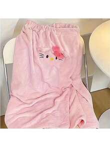 Sanrio Hello Kitty 三件套沐浴套装：速干毛巾、浴袍和浴帽 - 采用吸水性强的珊瑚绒面料制成，非常适合旅行、水疗和桑拿 | 轻盈不油腻的聚酯纤维材质