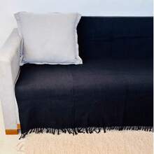Set Of 2 Extra Large King Size Sofa Throws, Size 3 Meters X 1.80 Meters, Decorative For A Luxurious Home, 100% Cotton Reinforced Protective Cover - 黑色 - 查看 4