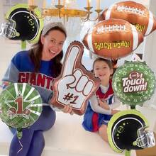 7pcs Football Party Balloon Set, Includes Football Helmet Foil Balloon, First Down Hand Gesture Balloon, Football Foil Balloon, Suitable For Football Party Decorations, Theme Parties, Birthday Parties, Rugby Theme Parties, Sports Event Decorations, Indoor And Outdoor Decor - Multicolor - View 4