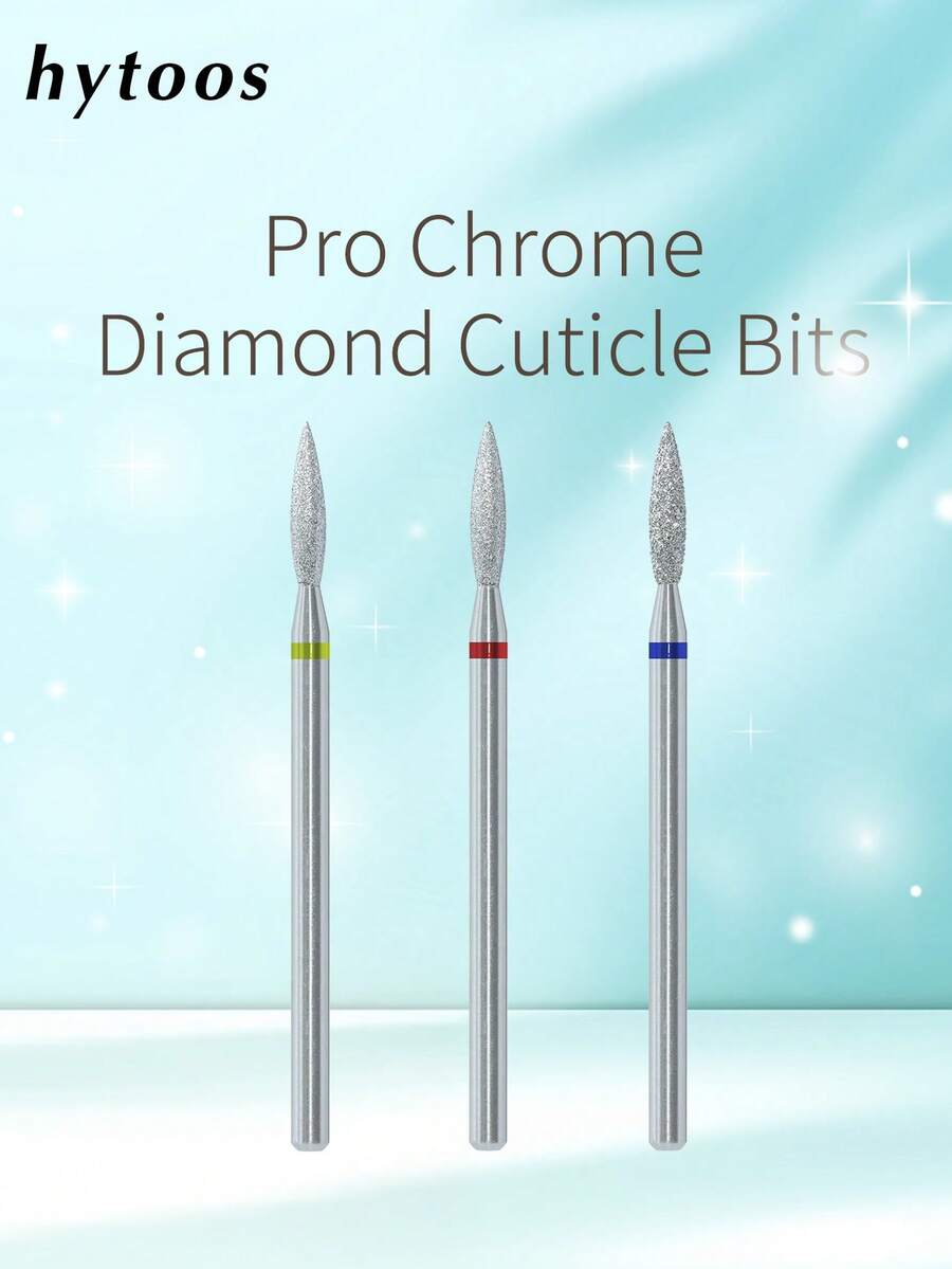 hytoos Chrome Diamond Nail Drill Bits Flame Pro Cuticle Bit For Drills Dead Skin Cleaner Nails Pre-Treatment Tool