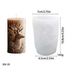 1 khuôn silicon hình trụ họa tiết động vật dùng để làm nến thơm, đá thơm, xà phòng thủ công, đồ trang trí thạch cao. - trắng - Xem 4