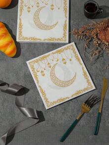 20张装 - 2026新款星月主题一次性纸巾 - 双层纸巾 - 适用于星月主题派对和节日餐桌装饰，13英寸正方形，是厨房和餐厅的理想之选，星月装饰 - 彩色 - 查看 6