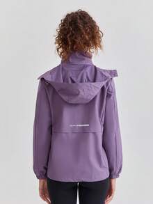 1 pieza Chaqueta deportiva a prueba de viento de unicolor para mujer, versátil para senderismo, trekking, primavera/otoño