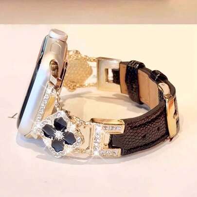 1 chiếc Dây đeo bằng da thoải mái đính đá lấp lánh thời trang sang trọng, phù hợp với kích thước 38/40/41/42/42/44/45/49/46mm Series 1/2/3/4/5/6/7/8/SE/Ultra, món quà lý tưởng cho phụ nữ trẻ, trẻ em gái, học sinh, bạn bè