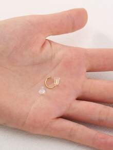 Nooxian 1pc Stainless Steel Fake Nose Ring C-Shaped Nose Stud Piercing Jewelry, Nail Design Nose Ring For Men & Women - Yellow Gold - View 4