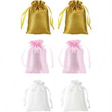 Bolsas de joyera de satn con cordones, bolsas de regalo para arete de seda, bolsa de regalo de boda, 3x 4 pulgadas, aptas para joyas, dulces, Navidad, graduacin, cumpleaos - Varios colores - Ver 2