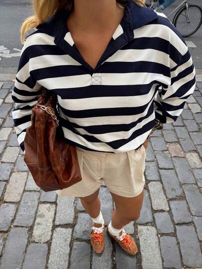 Camisa polo de algodón suave, de moda, minimalista y cómoda para mujer VIBEWAVE 2026 Nuevo