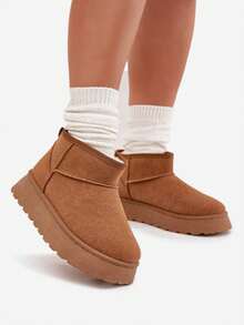Women's Snow Boots With Platform, Lined With Fur, Camel Vesirae - Stylish, Comfortable, Warm Winter Footwear For Everyday Wear Black Brown - Brown - View 9