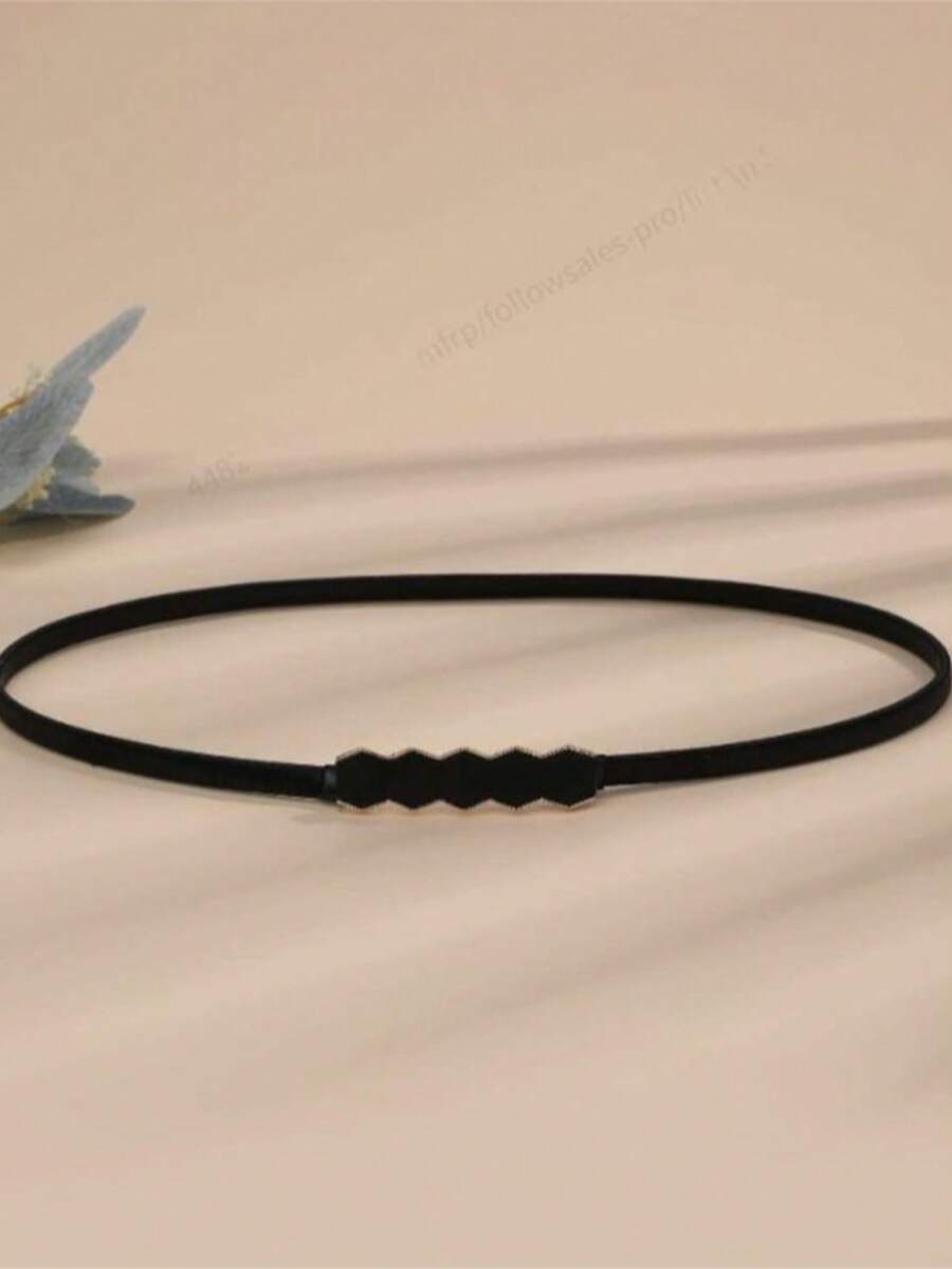 1 pièce Ceinture élastique en métal minimaliste et polyvalente - Noir - Voir 1