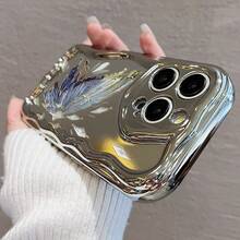 17promax/16pro/15plus/14/13/12/11対応 電鍍防摔スマホケース 美しい蝶デザイン スタイリッシュで保護力抜群 衝撃吸収で機種を守る 高品質素材使用 スマホをおしゃれにカバー for  17promax, 16pro,15plus/14/1 - シルバー - チェックする 3