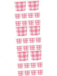 30piezas Vasitos Desechables Para Helado y Postres Tazones De Cartón Para Cumpleaños y Picnics Diseño Cuadros - rosax3uds - Ver 11