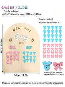 41pcs/Set - Baby Gender Reveal Board - Creative Gender Announcement Party Props, Blue & Pink Guessing Board, Ideal For Baby Shower And Gender Reveal Surprise Party - Multicolor - View 3