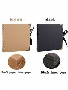 60 Pages Scrapbook Album, Blank Scrapbook Album, Kraft Paper Scrapbook Album, Hard Cover Scrapbook, Suitable As Birthday And Holiday Gifts, DIY Crafts, Wedding Guest Book, Anniversary Memoirs, Family DIY Scrapbook, Valentine's Day Gifts