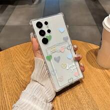 Funda de Teléfono con Ranura para Foto y Patrón de Corazones Coloridos, Adecuada para S22, S23, S24, A26, A36, A56, A42, A52, A72, A73, A33, A70, A25, S21 5G, S22 5G, S24, S23 Ultra - Diseño de Cobertura Completa Resistente a los Golpes y a la Moda - Colores mixtos - Ver 7