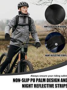 RIGWARL Winter Cycling Gloves Men Gloves Touch Screen Windproof Sports Gloves Warm Thermal Fleece Running Ski Cycling Gloves - Black - View 5