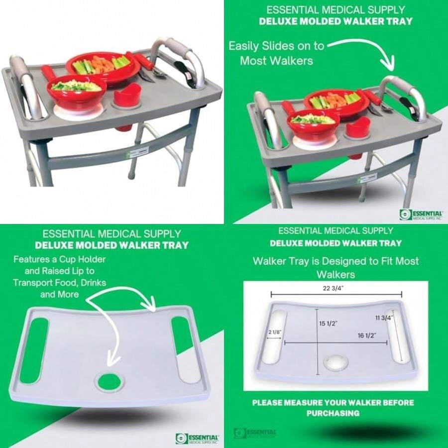 Essential Medical Universal Folding Walker Tray with Cup Holders(default) - Multicolor - Ver 1