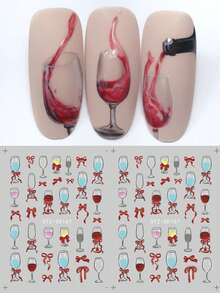 2 pezzi Decorazioni per unghie a forma di fiocco in vetro blu, viola e vino, adesivi 3D a forma di fiocco e nastro, per decorazione unghie stile Y2K, San Valentino, Capodanno, per manicure fai-da-te, accessori per salone - Multicolore - Visualizzare 5