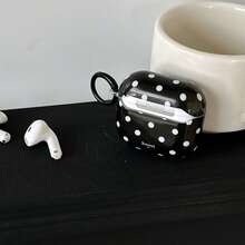 Minimalist Black Polka Dot Earphone Case Compatible With Apple Pro 3/Pro 2/Pro/ 4/3/2, Fashionable Women Earphone Case, Minimalist Earphone Case, Apple Earphone Case, Apple Earphone Cover
