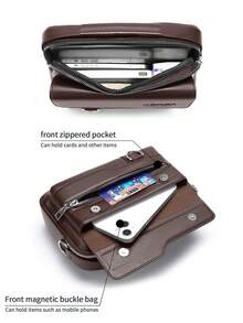 新款复古男女通用斜挎包、单肩包、胸包、腰包、手提包，PU材质，多色可选，多口袋设计，大容量，可调节肩带，便携简约，商务休闲风，适合工作、上学、出差、购物，也是送给亲朋好友、生日、节日或情人节的礼物。 - 彩色 - 查看 6