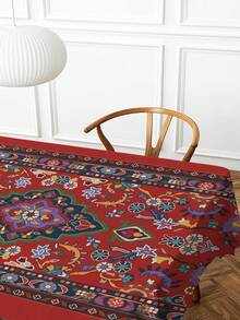 1件几何系列波西米亚图案印花桌布，现代涤纶长方形/圆形防水桌布，数码印花，适用于客厅、户外餐桌、小型圆桌 - 彩色 - 查看 5