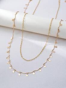 2件套金色星星腰链吊坠，前卫时尚个性经典性感优雅饰品，适合节日和派对佩戴 - 金黃色 - 查看 4