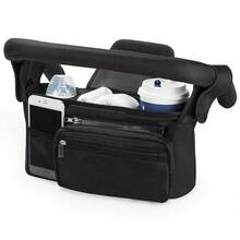 1pc Stroller Hanging Bag, Multi-Functional Diaper Organizer Bag, Large Capacity Bottle Bag, Suitable For Baby Stroller Outdoor Use - Black - View 7