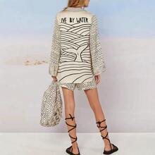 Elegant Women'S A-Line Evening Dress - Black & Golden Geometric Print Mock Neck Long Sleeve Dress With Pleated Detail, Mid-Length Formal Party Dress Spring/Fall, Loose Fit, No Belt, Elegant Event Attire| Sophisticated Style| Pleated Detailing, Dress Printed Satin Two-Piece Set - 黑色 - 查看 4