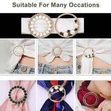 8pcs Fashionable Versatile Zinc Alloy Knotted Buckle, Rhinestone Circle Clip Buckle, Waist Scarf Shirt Jacket Hem Decorative Clips, Suitable For Women's Daily Wear - Multicolor - View 4
