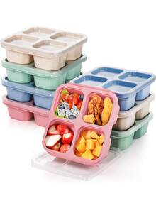 1 Set Caja de Almuerzo Reutilizable, Caja de Snacks, Contenedor de Almacenamiento de Alimentos de 4 Compartimentos, Caja Bento, Inodoro, Juego de Vajilla, Útiles Escolares, Artículos Esenciales de Cocina, Imprescindibles para Camping, Adecuado para Mezclar y Almacenar Alimentos, Adecuado para Compartir y Transportar Alimentos, Con Compartimentos para Snacks, Buen Sellado, Puede Almacenar Nueces, Caramelos, Snacks, Pasteles, Frutas, Refrigerable, Puede Usarse como Caja Bento, También Adecuado para Almacenamiento en Cocina, Microondas y Lavavajillas, Adecuado para Adultos, Estudiantes, Trabajadores de Oficina, Regalos de Navidad, Temporada de Regreso a la Escuela. - Multicolor - Ver 12
