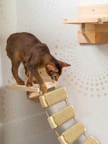 1件天然剑麻猫爬梯，无需组装，悬挂式猫桥楼梯，非常适合室内猫咪娱乐、宠物活动中心、互动猫玩具、适合各种体型猫咪的猫咪攀爬系统 - 彩色 - 查看 3