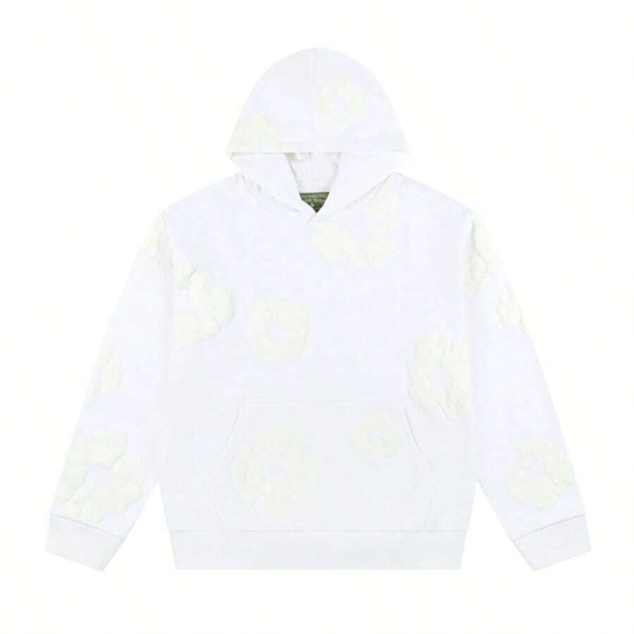 Denim Tears 'The Cotton Wreath'New Item Autumn Winter Hoodie Loose Drop Shoulder Hooded Hot Item Women Sweatshirt Men's Autumn Winter Hoodie Loose Drop Shoulder Hooded Women/Men Sweatshirt , With Modern Men Breathable Technology, Loose Urban Functional Wear, High-End Cotton For Urban Street Style, Loose Silhouette Gender-Neutral Design, Mixed-Color Cotton For Low-Profile, Preferred Choice For Cafes And Hiking - 白色 - 查看 1