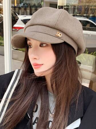 1pc Women's Hat, DO Rhinestone Letter Stylish Sweet Retro Beret Cap, Versatile Outdoor Casual Short Brim Hat, Lightweight Breathable Visor Cap, Suitable For Daily And Holiday Use