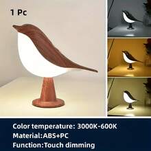 ضوء ليلي للطيور قابل للشحن عبر USB، بتحكم باللمس وإمكانية ضبط السطوع، 3 أوضاع، مثالي لديكور غرفة النوم وهدايا المناسبات