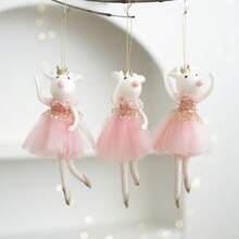 1pc The New Spring Collection Features A Cute And Playful Creative DIY Home Pendant With A Golden Crown And A Pink Gauze Dress. It Is An Animal Series And Is Perfect For Mouse Enthusiasts. It Is Ideal For Decorating New Year's Day, New Year's Day, Easter, Valentine's Day, Mother's Day, Birthdays, And Wedding Decorations. It Is A Perfect Gift Choice - Multicolor - View 2